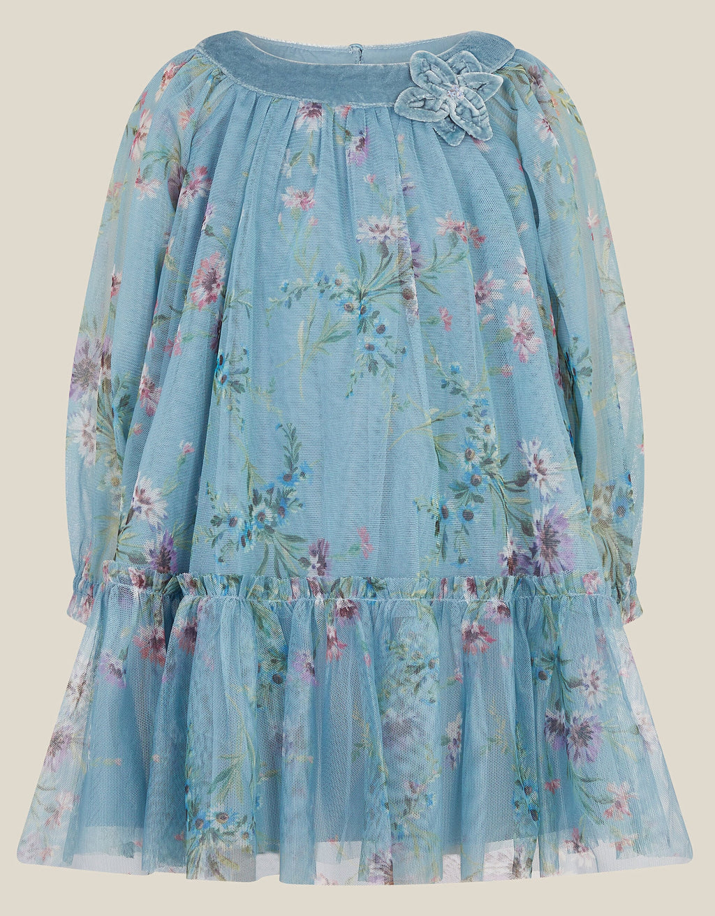 Robe de fête Baby Nina en tulle fleuri turquoise Monsoon
