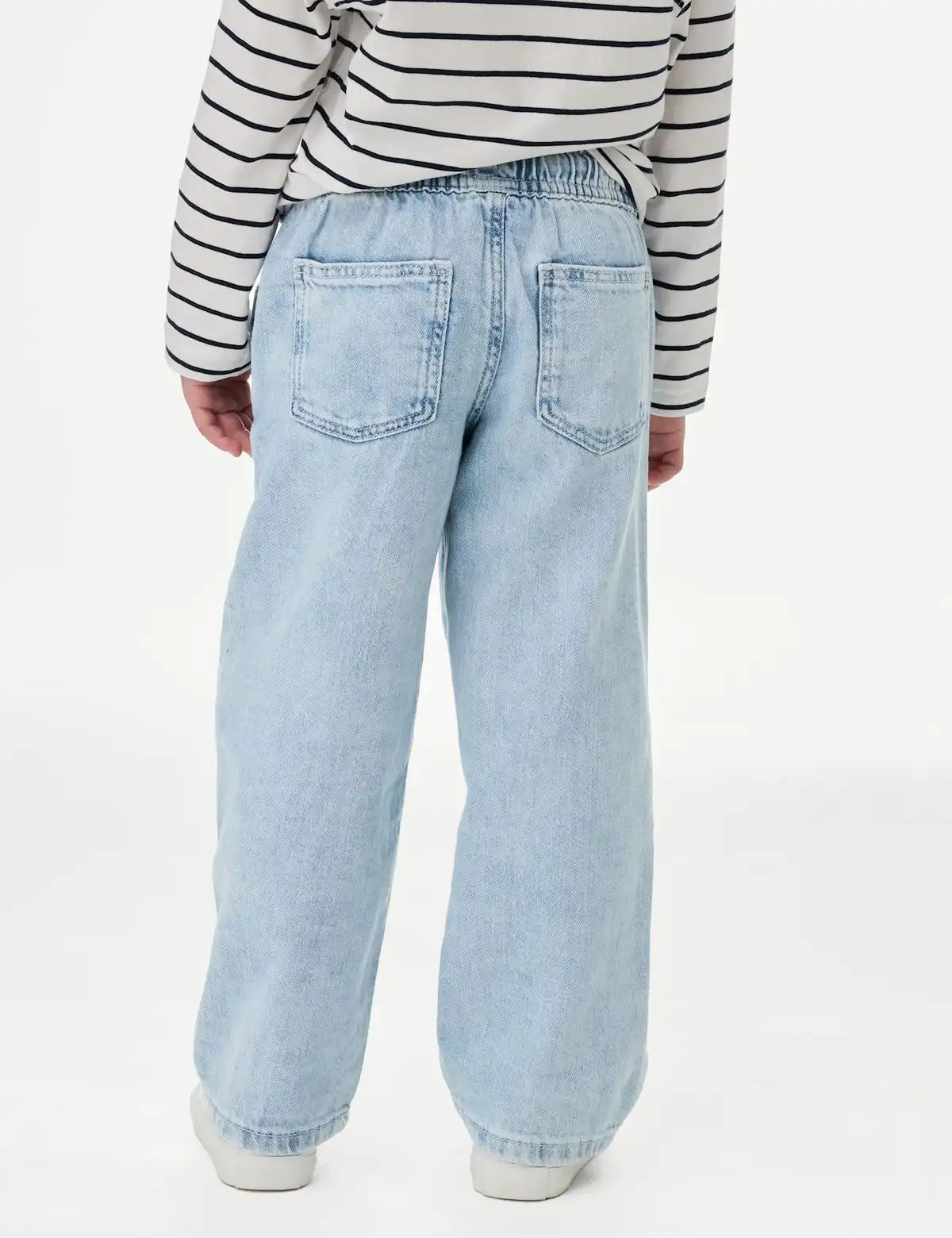 Jean en denim à taille élastiquée et à jambes larges M&S