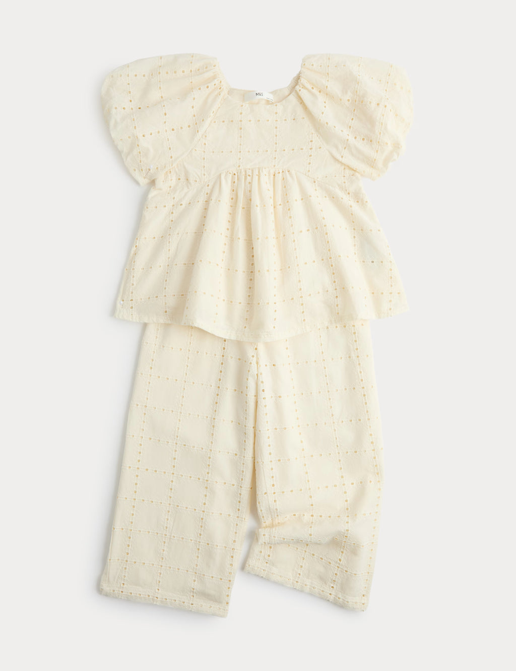 Ensemble pantalon froncé 2 pièces en pur coton