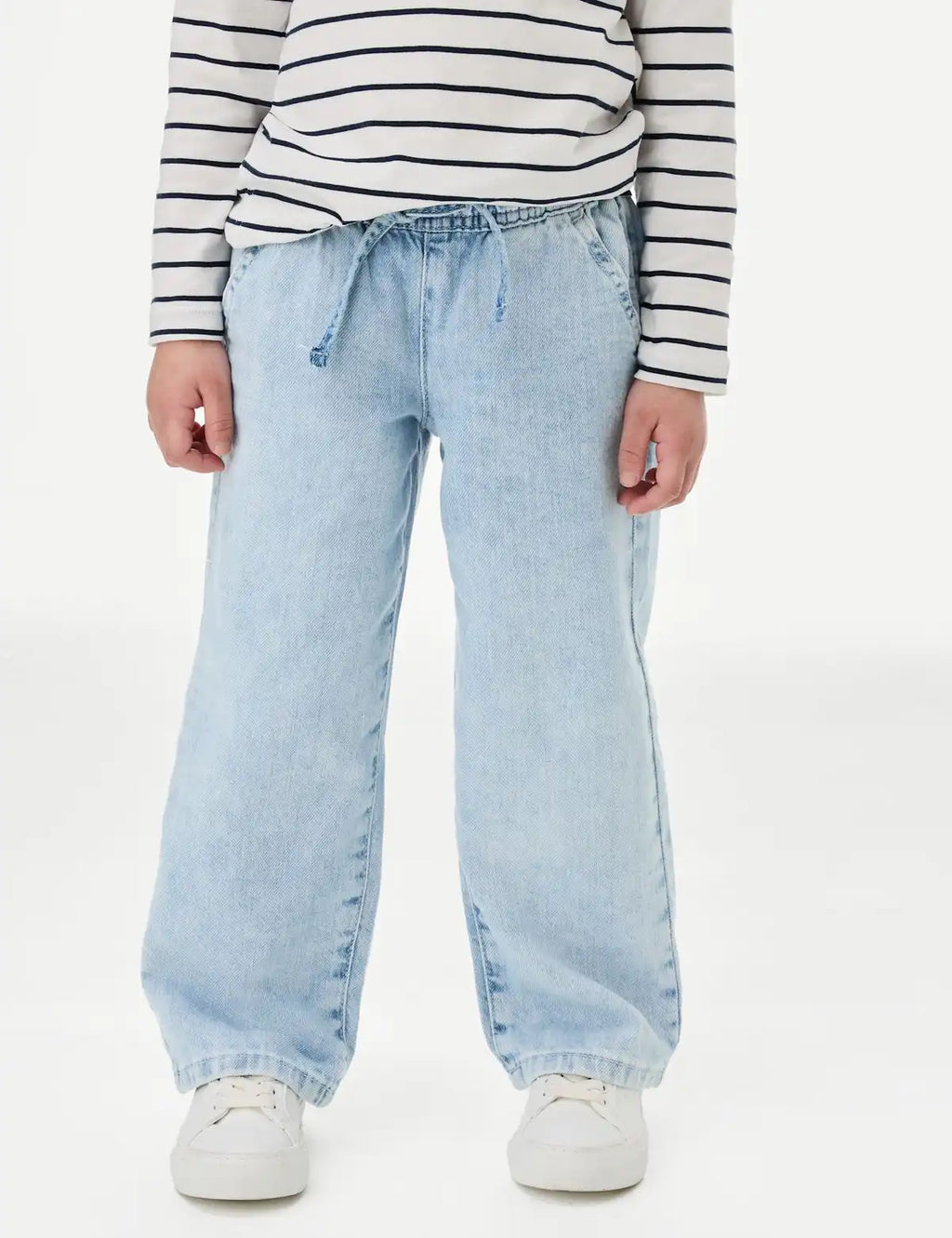Jean en denim à taille élastiquée et à jambes larges M&S