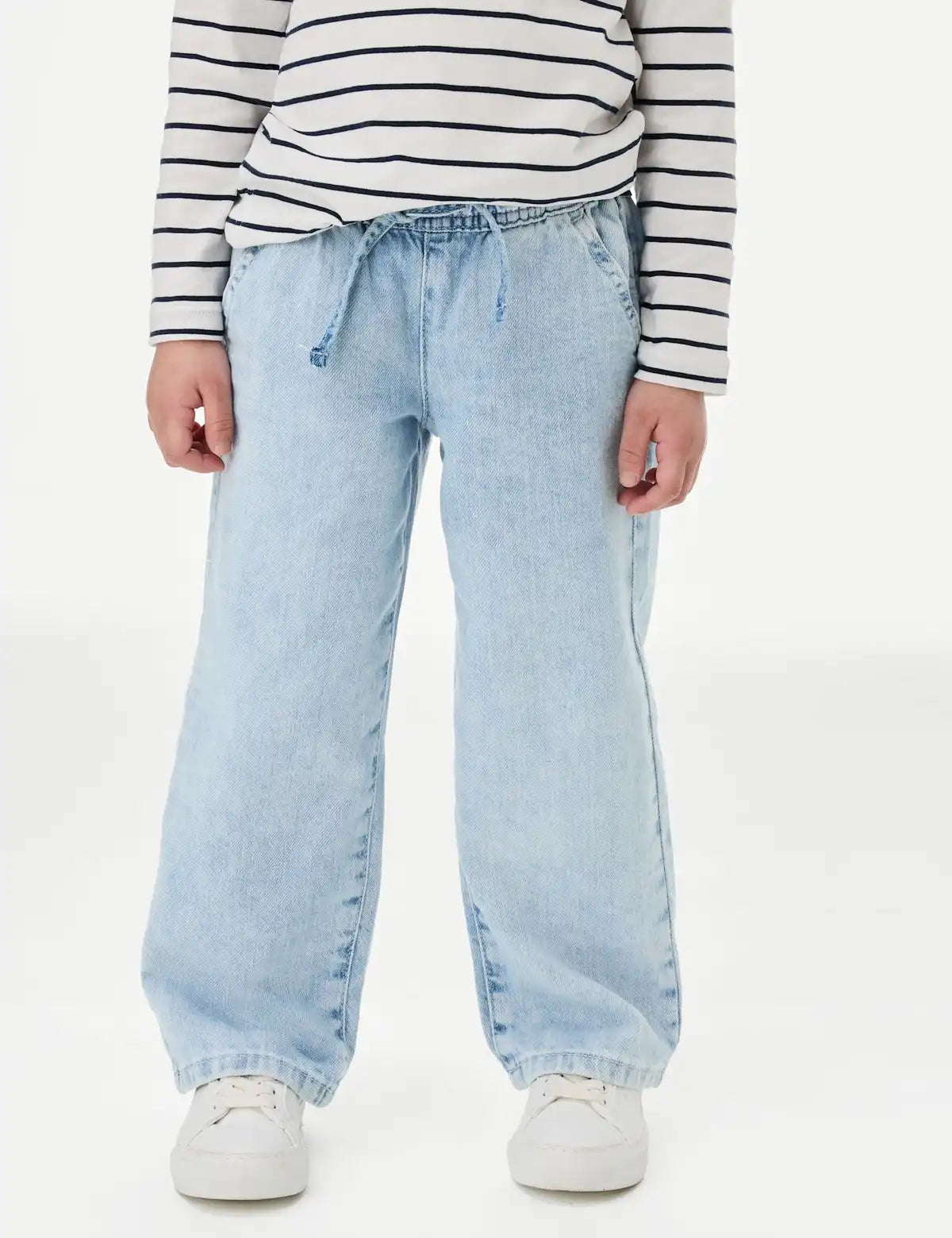 Jean en denim à taille élastiquée et à jambes larges M&S
