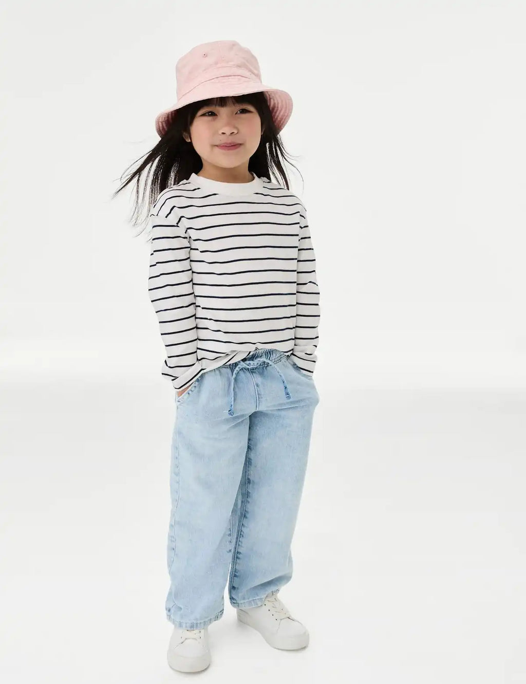 Jean en denim à taille élastiquée et à jambes larges M&S