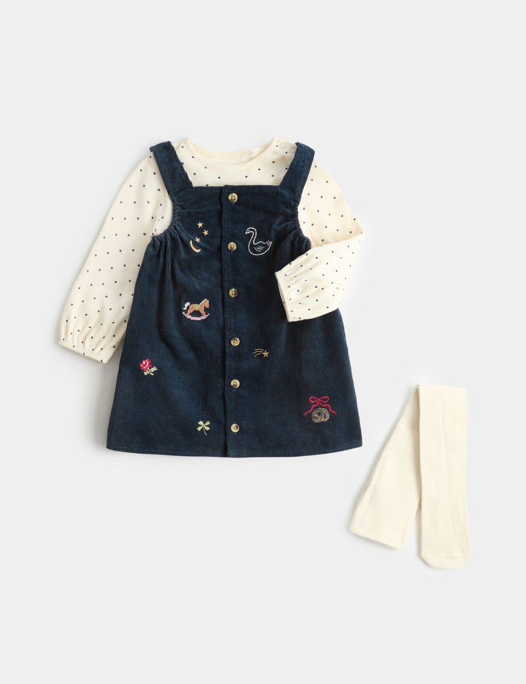 Ensemble 2 pièces en coton avec robe chasuble brodée M&S
