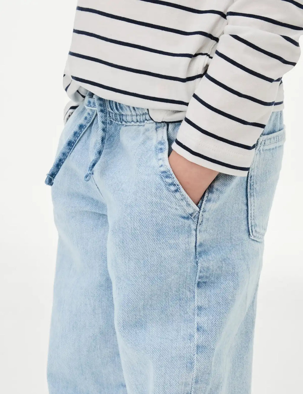 Jean en denim à taille élastiquée et à jambes larges M&S