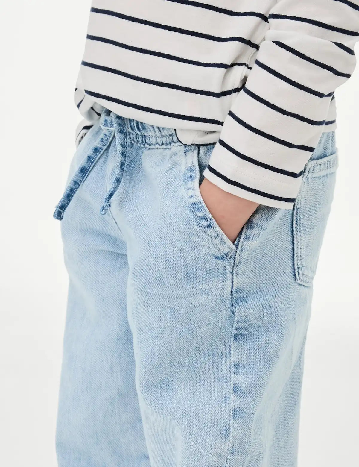 Jean en denim à taille élastiquée et à jambes larges M&S