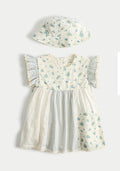 Ensemble 2 pièces en pur coton avec robe et chapeau assorti