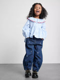 Jean barrel brodé en pur coton à taille froncée PRIMARK