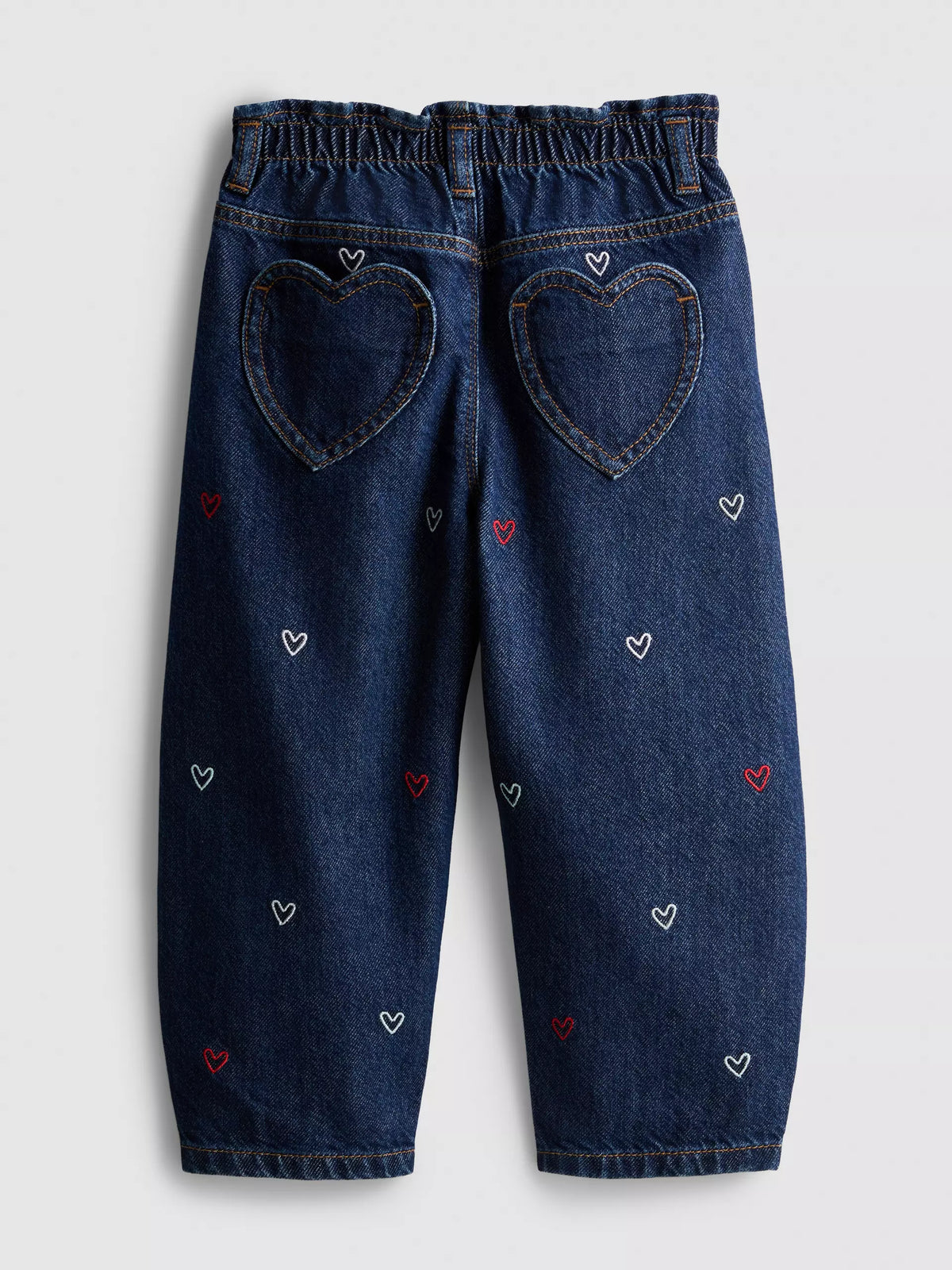 Jean barrel brodé en pur coton à taille froncée PRIMARK