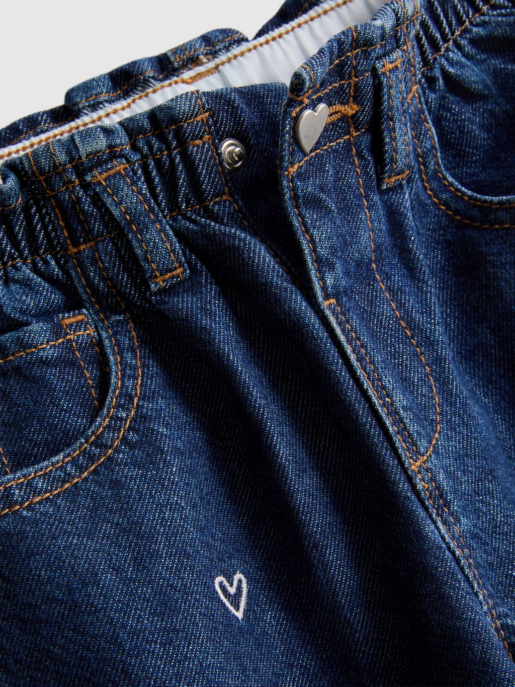 Jean barrel brodé en pur coton à taille froncée PRIMARK