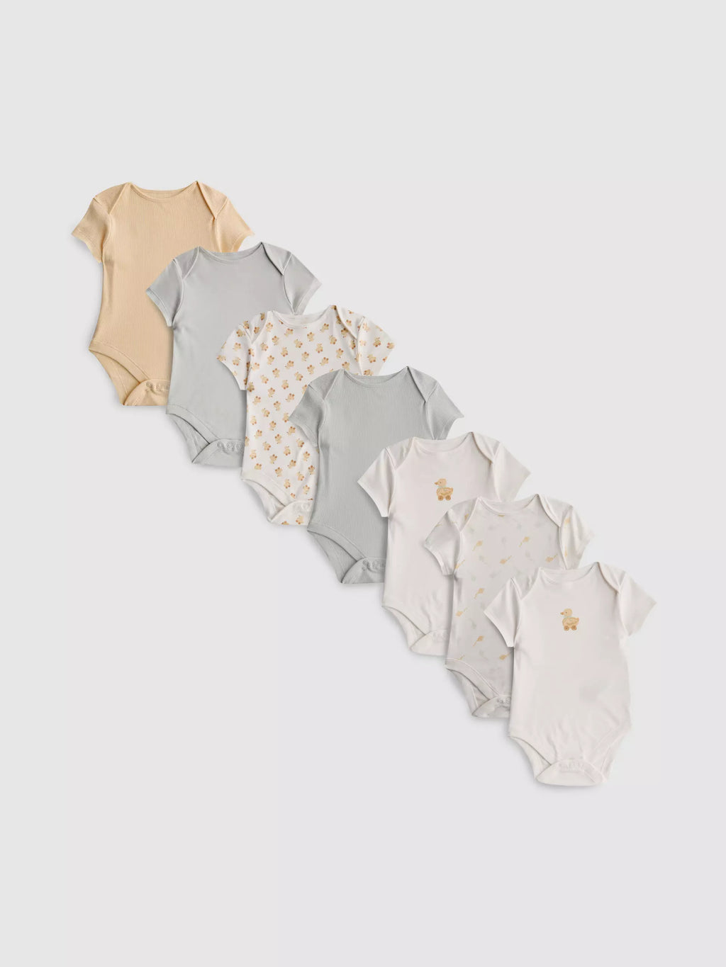 Lot de 7 bodys en pur coton à motif canard PRIMARK