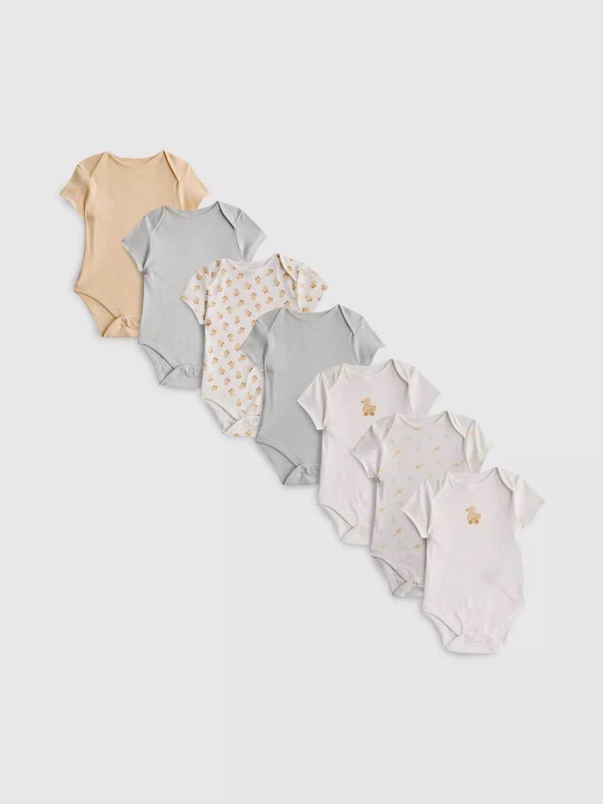 Lot de 7 bodys en pur coton à motif canard PRIMARK