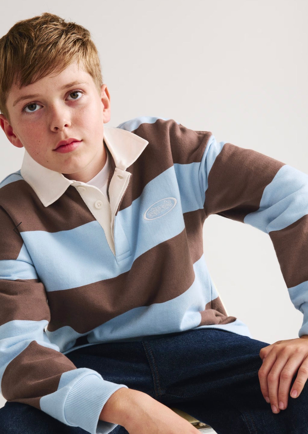 Sweat-shirt de rugby rayé en pur coton