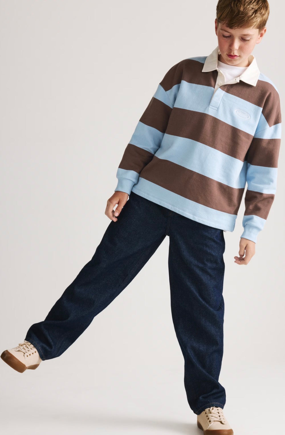 Sweat-shirt de rugby rayé en pur coton