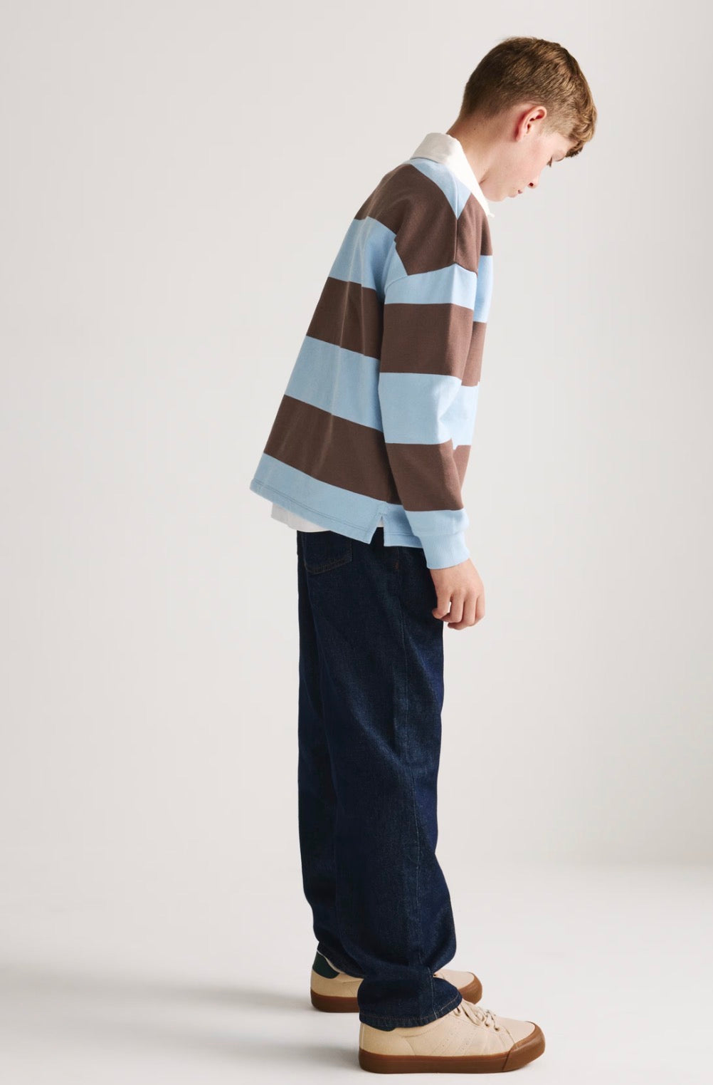 Sweat-shirt de rugby rayé en pur coton