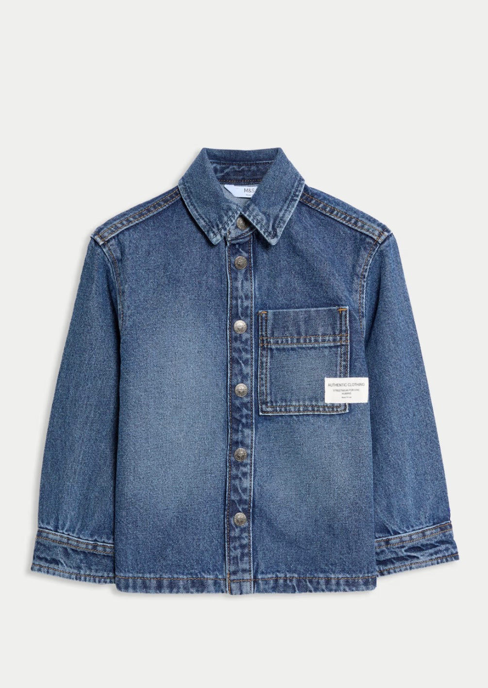 Chemise en denim sergé de pur coton