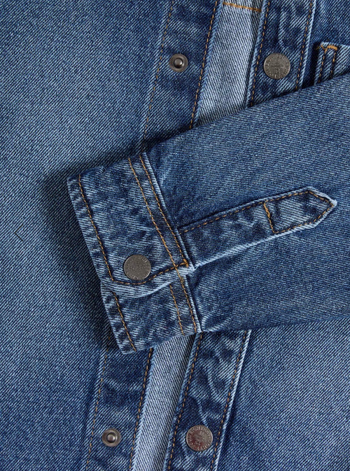 Chemise en denim sergé de pur coton