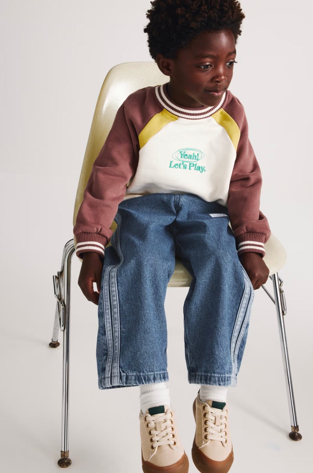 Pantalon de jogging en denim pur coton à jambes larges