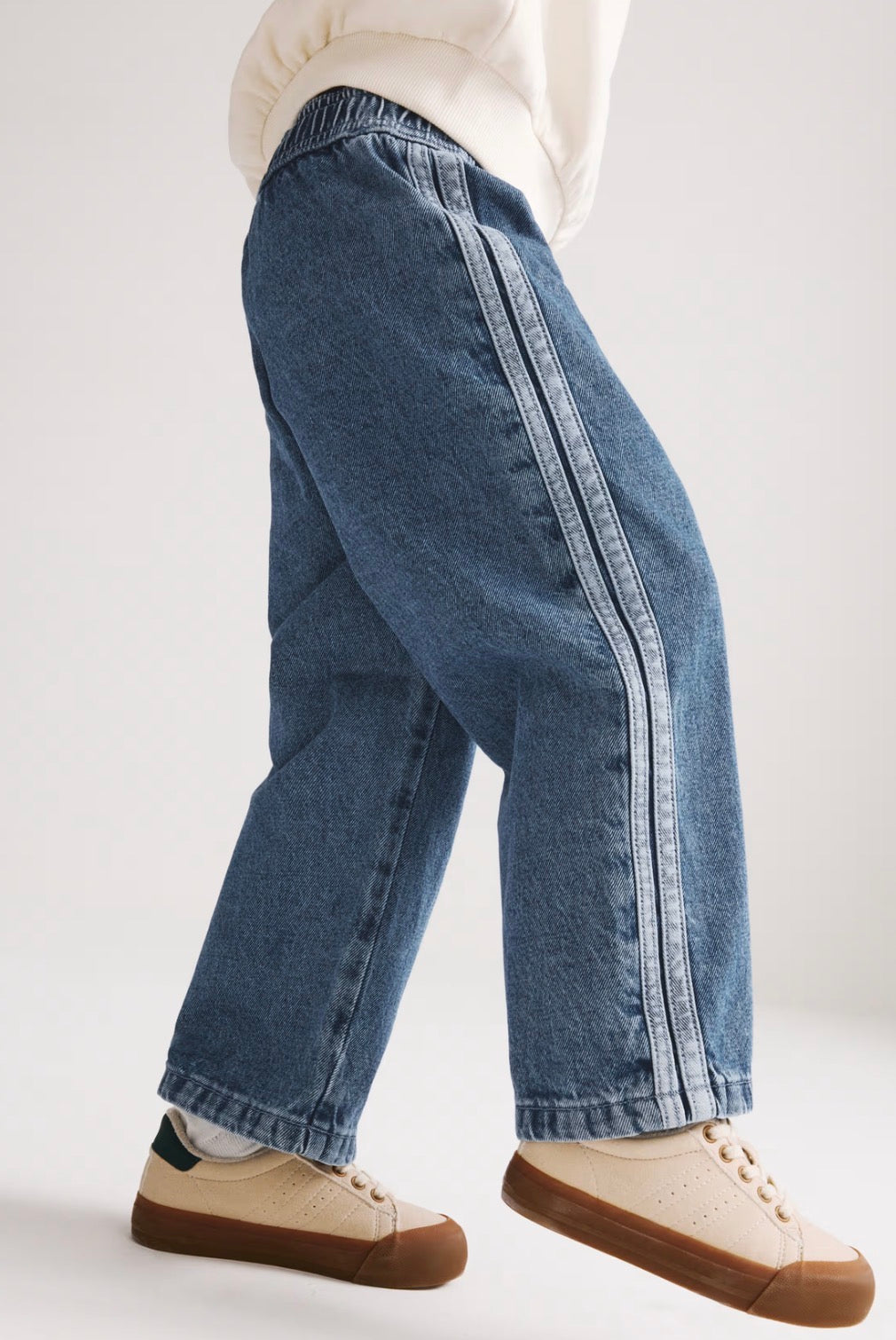Pantalon de jogging en denim pur coton à jambes larges