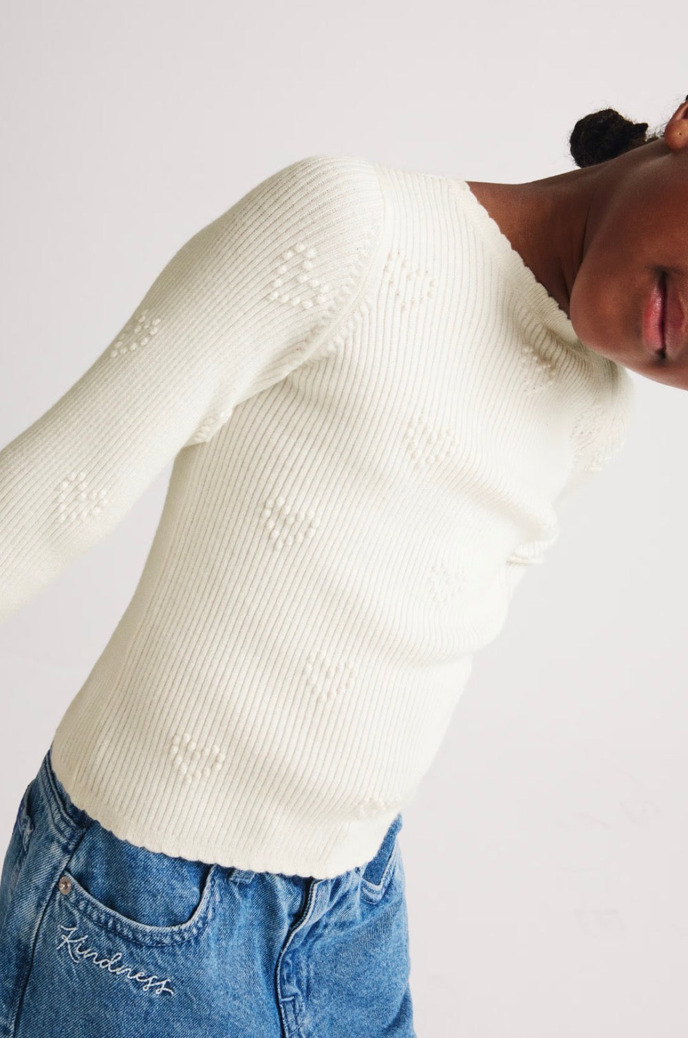 Haut tricoté texturé en forme de cœur