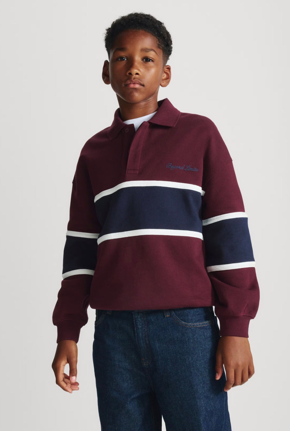 Sweat-shirt de rugby à blocs de couleur riche en coton