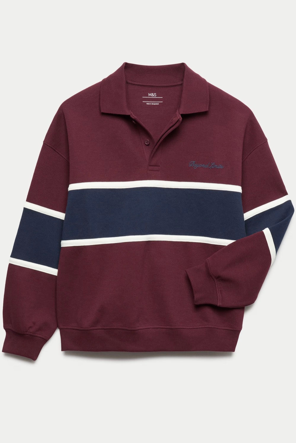 Sweat-shirt de rugby à blocs de couleur riche en coton