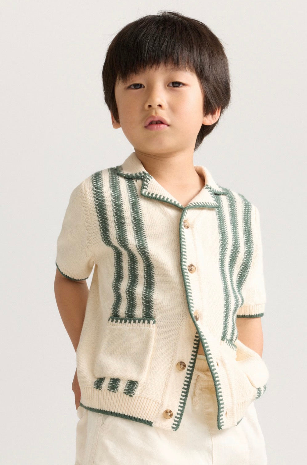 Chemise en maille rayée 100% coton
