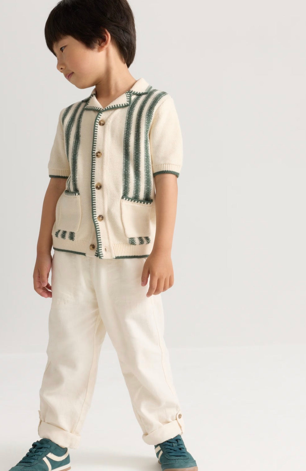 Chemise en maille rayée 100% coton