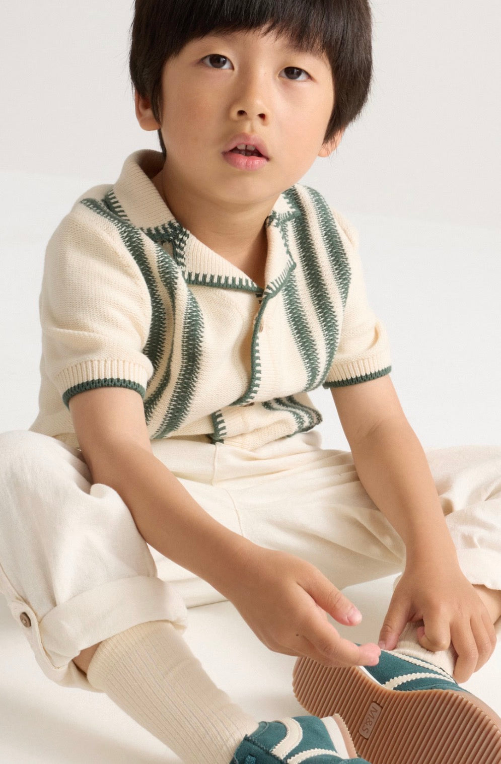 Chemise en maille rayée 100% coton