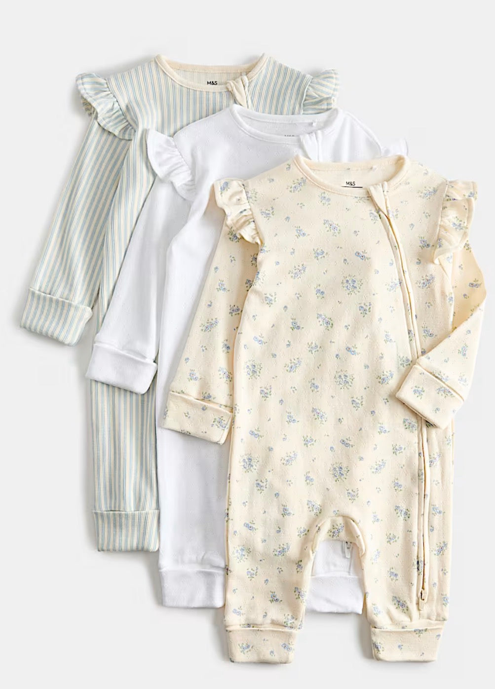 Lot de 3 pyjamas en coton bébé fille