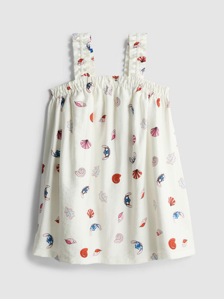 Une robe à encolure carrée ornée d'un motif intégral représentant Stitch.