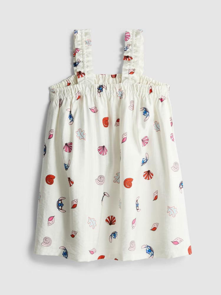 Une robe à encolure carrée ornée d'un motif intégral représentant Stitch.