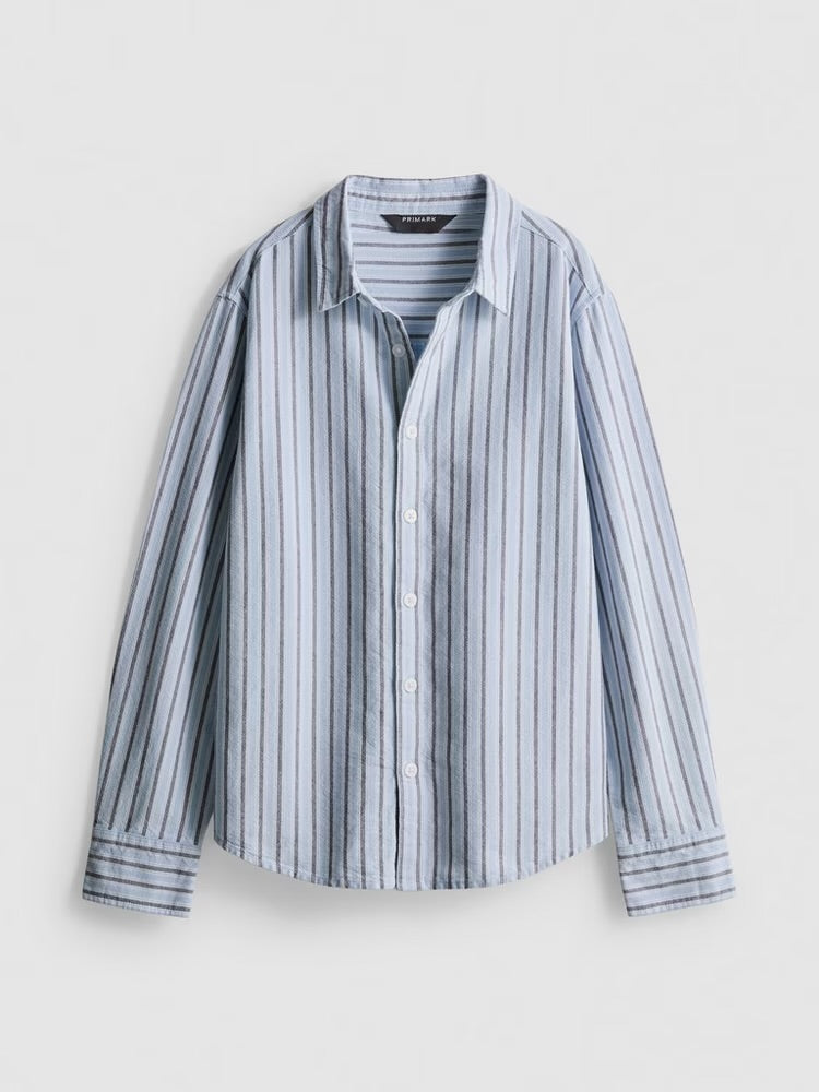 Chemise Oxford à rayures, manches longues et poignets boutonnés