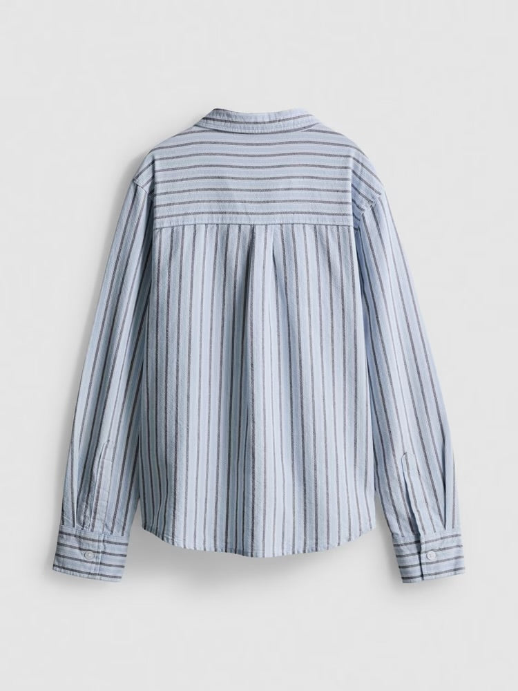 Chemise Oxford à rayures, manches longues et poignets boutonnés