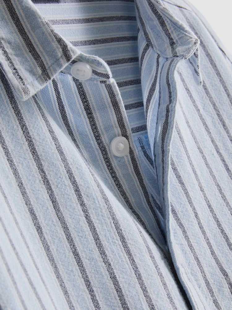 Chemise Oxford à rayures, manches longues et poignets boutonnés