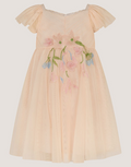 Robe de fête rose à broderies florales bébé Estelle