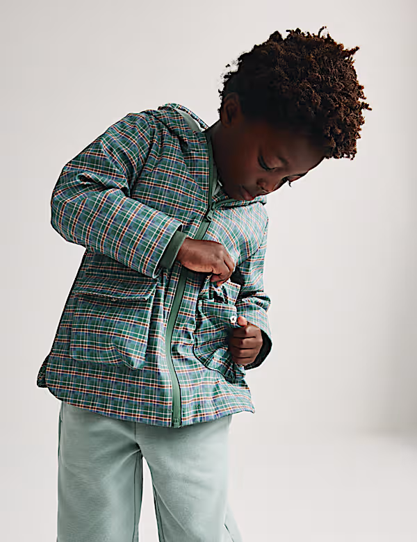 Veste de pêcheur légère à capuche et à carreaux