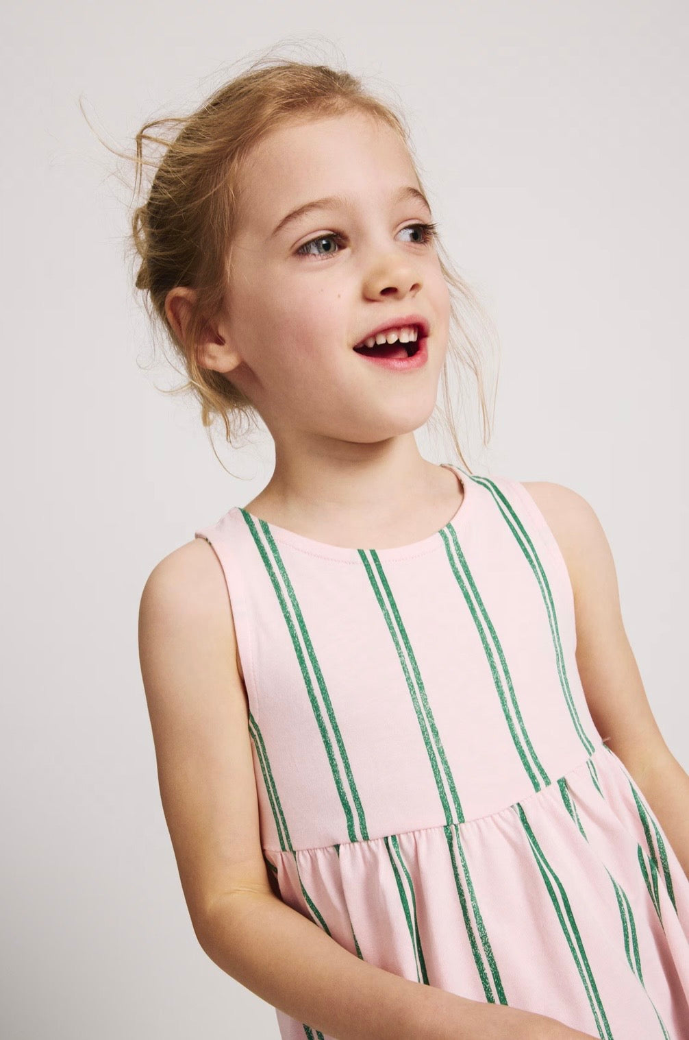 Robe sans manches rayée en pur coton