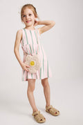 Robe sans manches rayée en pur coton