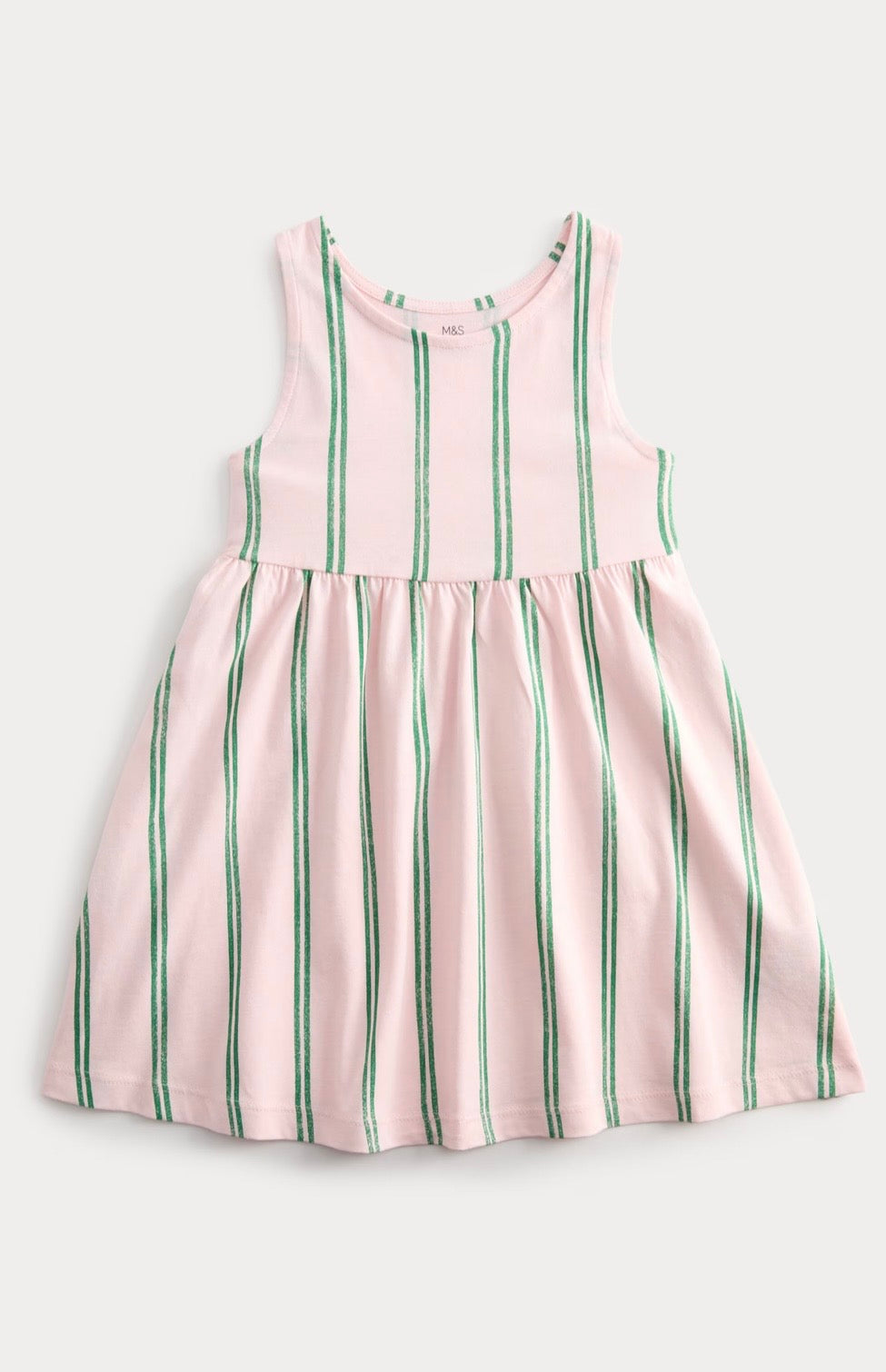 Robe sans manches rayée en pur coton