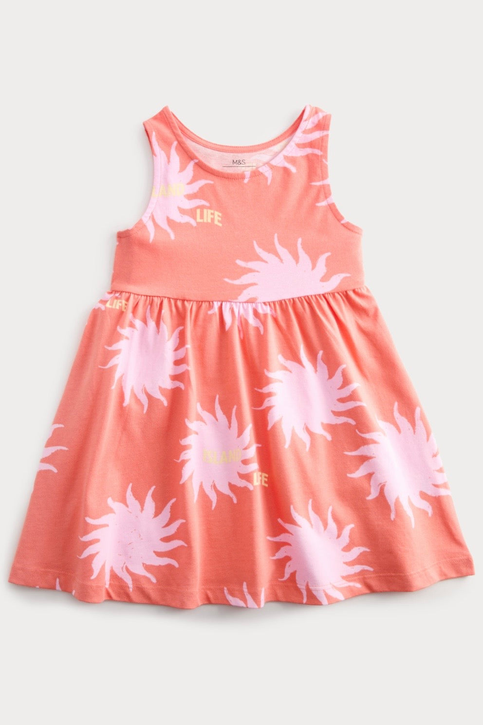 Robe sans manches en pur coton imprimé soleil