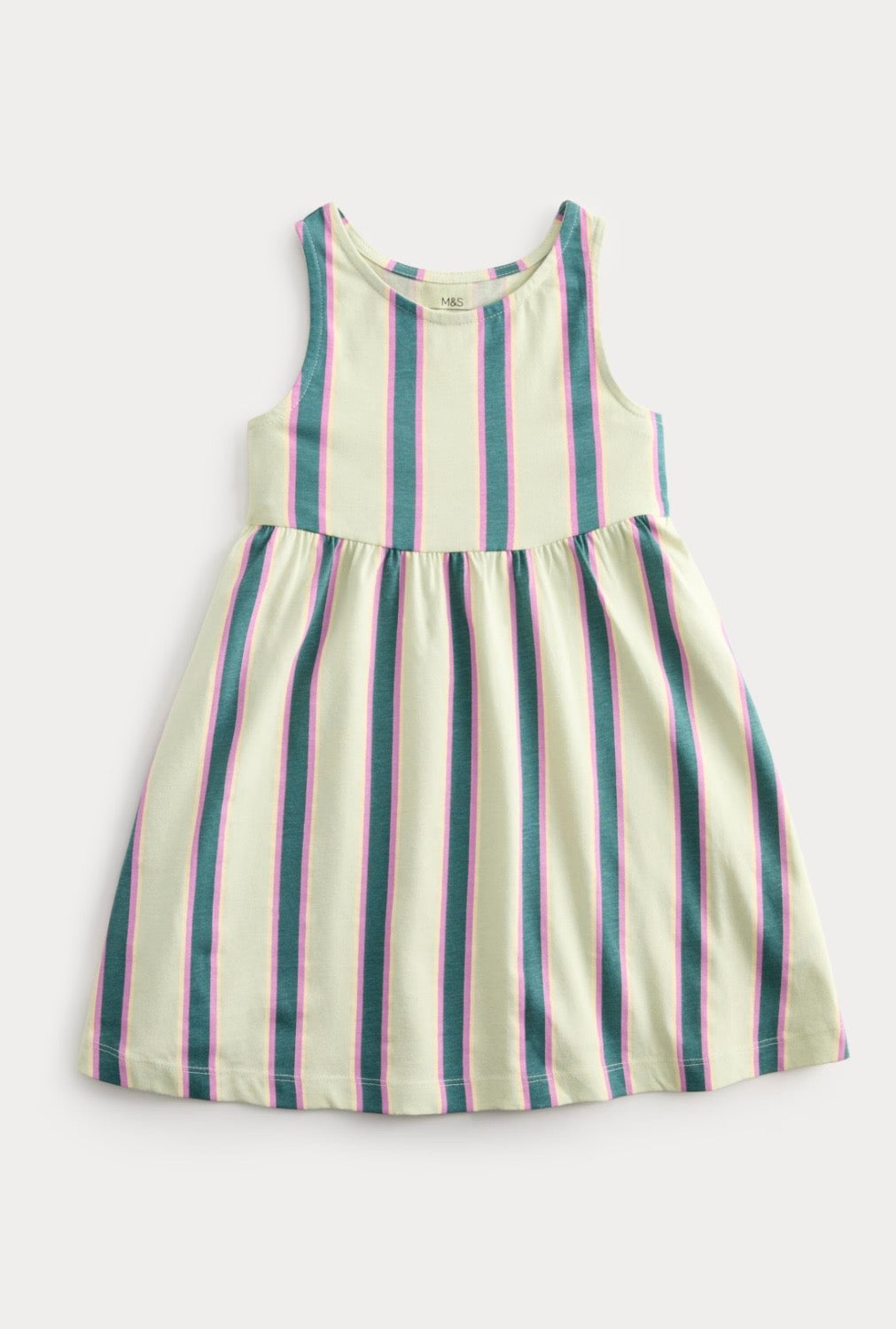 Robe sans manches rayée en pur coton