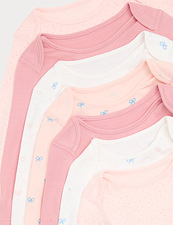 Lot de 7 bodies en pur coton avec nœud