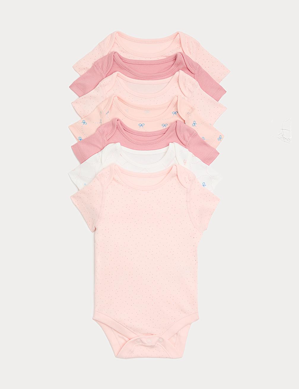 Lot de 7 bodies en pur coton avec nœud
