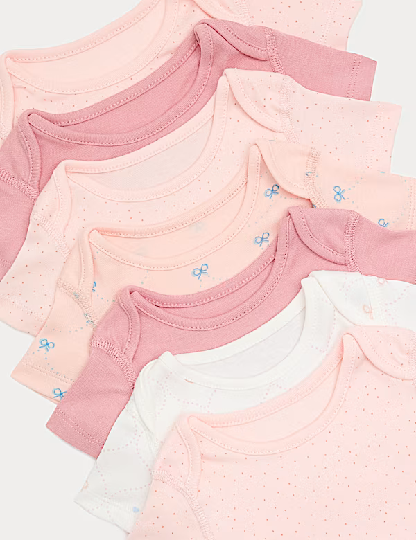Lot de 7 bodies en pur coton avec nœud