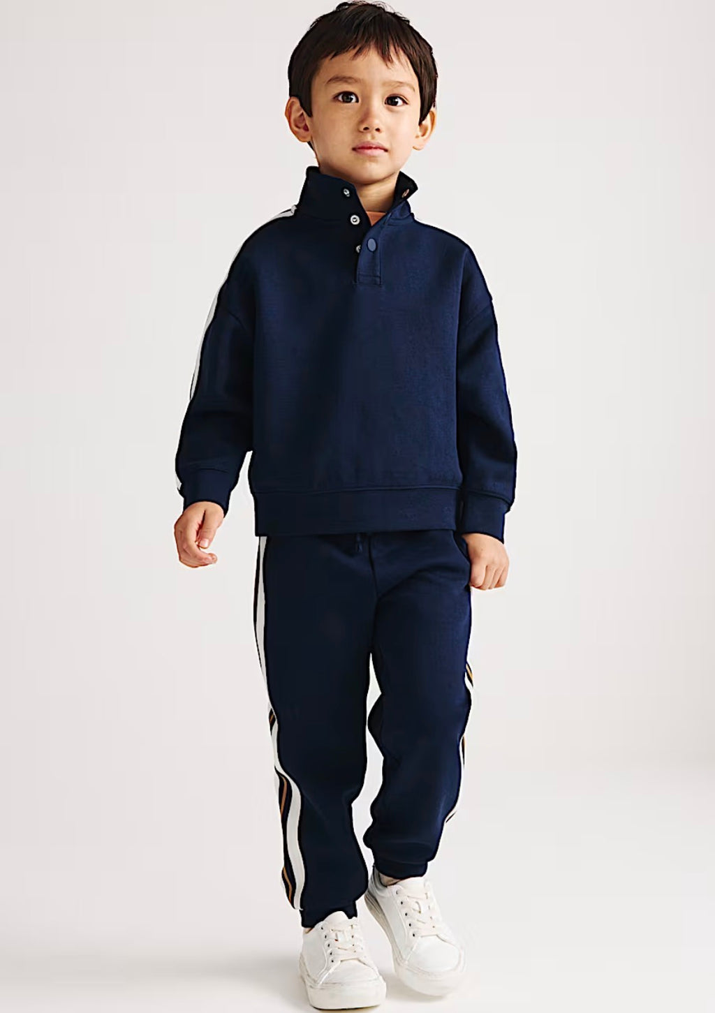 Ensemble 2 pièces en coton mélangé avec bande contrastée garçon