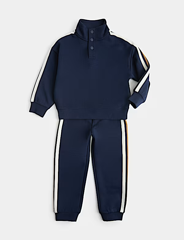 Ensemble 2 pièces en coton mélangé avec bande contrastée garçon