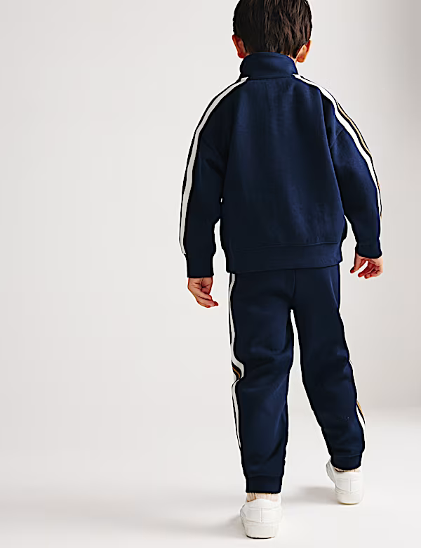 Ensemble 2 pièces en coton mélangé avec bande contrastée garçon