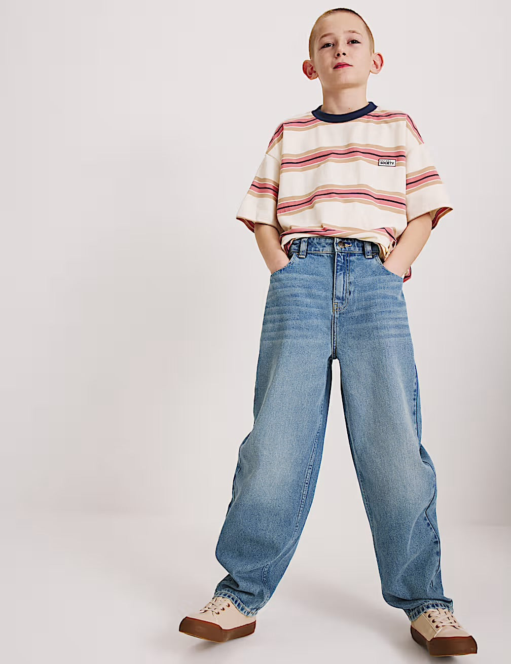 Jean coupe barrel 100 % coton garçon