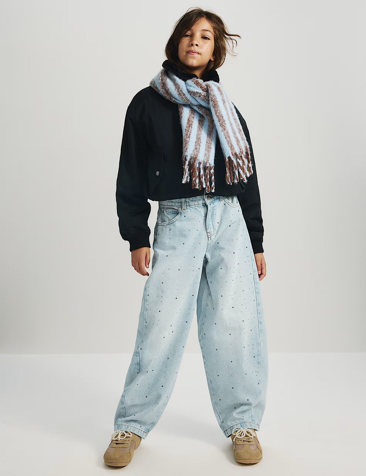 Jean coupe barrel baggy avec strass M&S