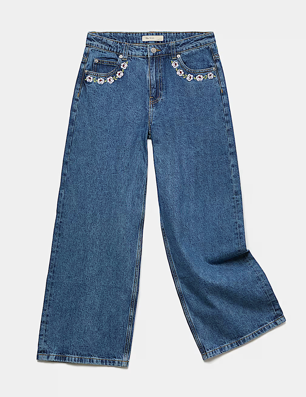 Jean coupe large à poche et motif brodé marks and spencer